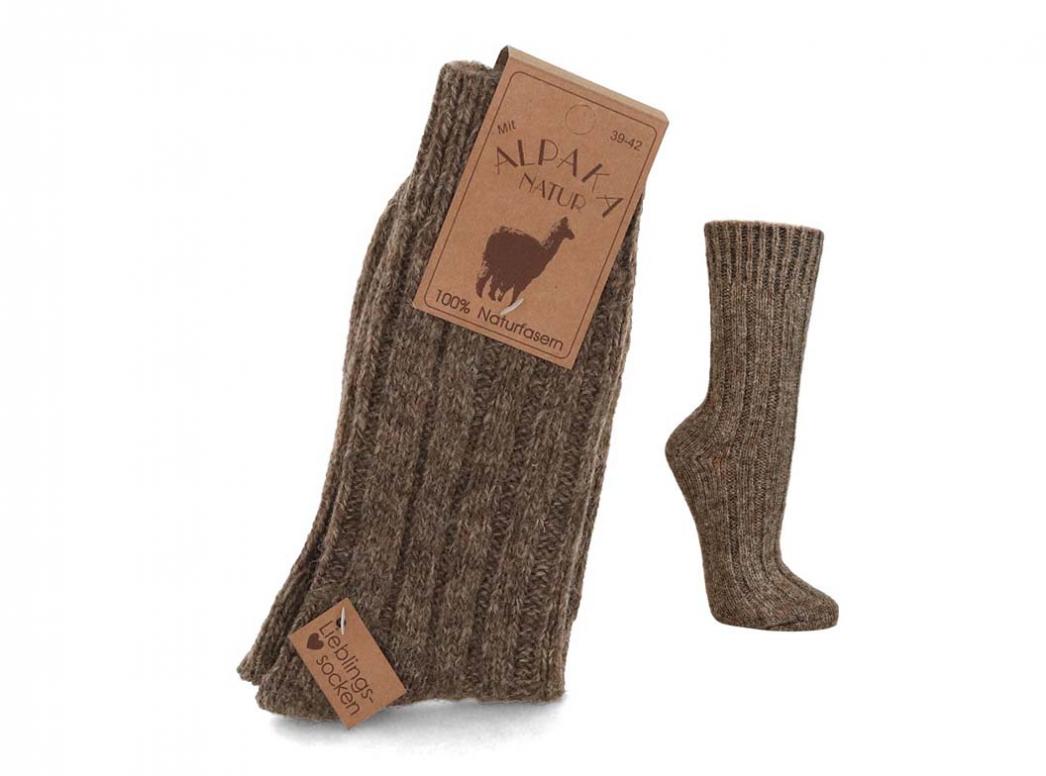 Calzini di lana WoolFit� in alpaca 100% lana naturale extra caldi, marrone screziato