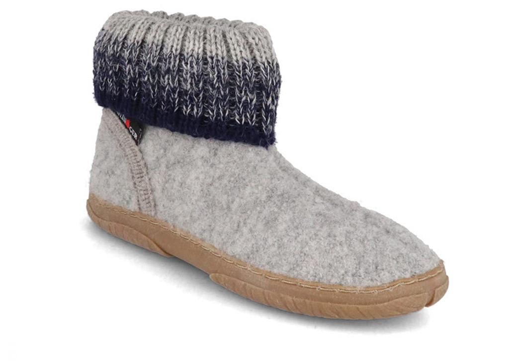 HAFLINGER Pantofole da bambini per rifugio Yuki, grigio pietra melange