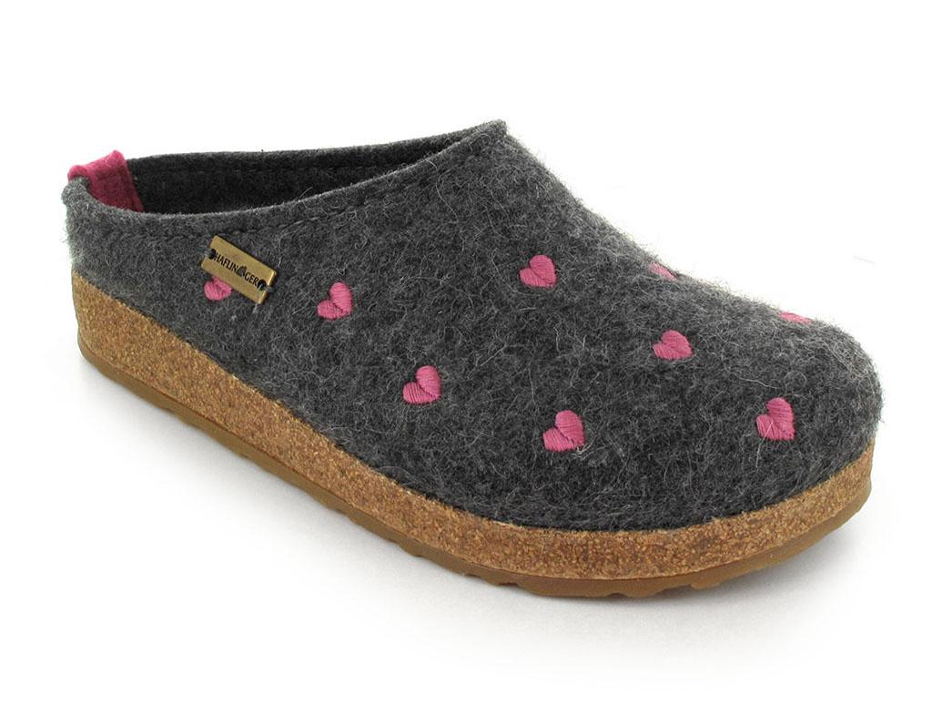HAFLINGER Pantofole da donna Grizzly Cuoricino, antracite
