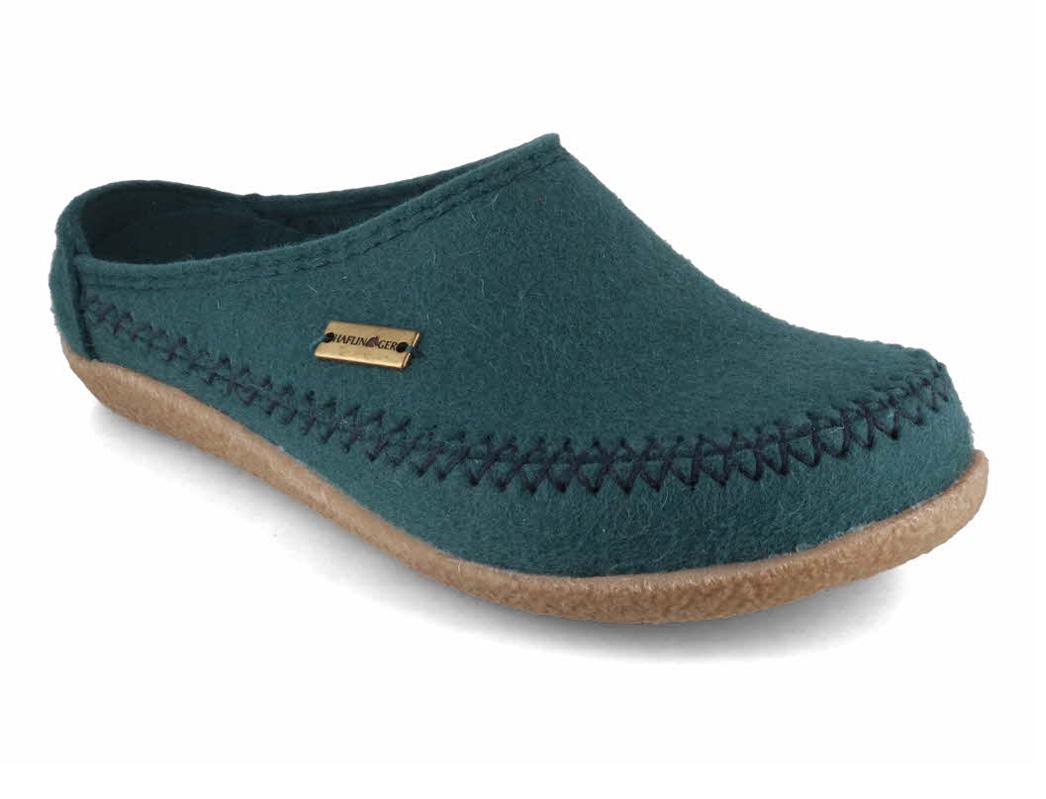 HAFLINGER Pantofole in feltro Blizzard Credo, verde pino