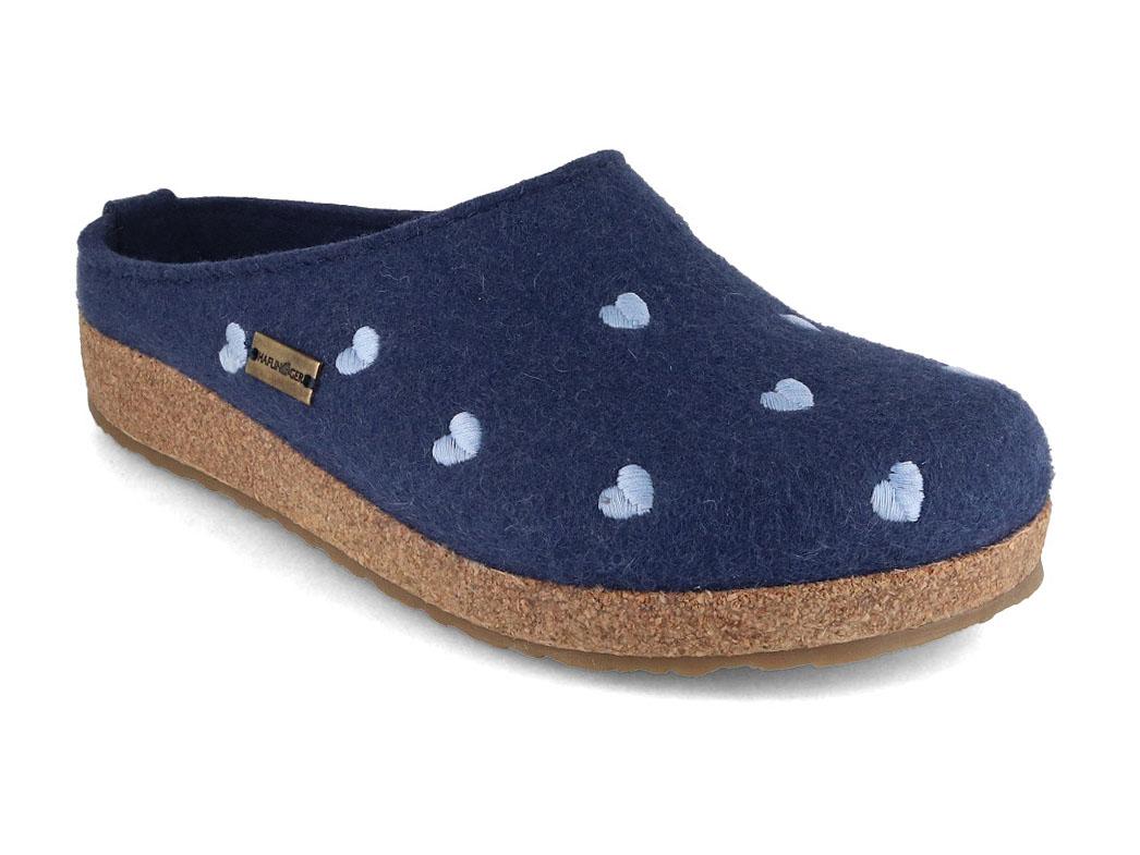 HAFLINGER Pantofole in feltro da donna Grizzly Cuoricino, jeans