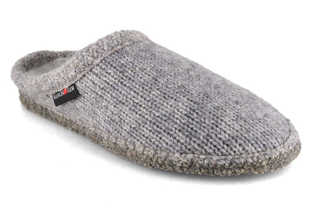 HAFLINGER pantofole da donna e da uomo in maglia De Punto, color pietra