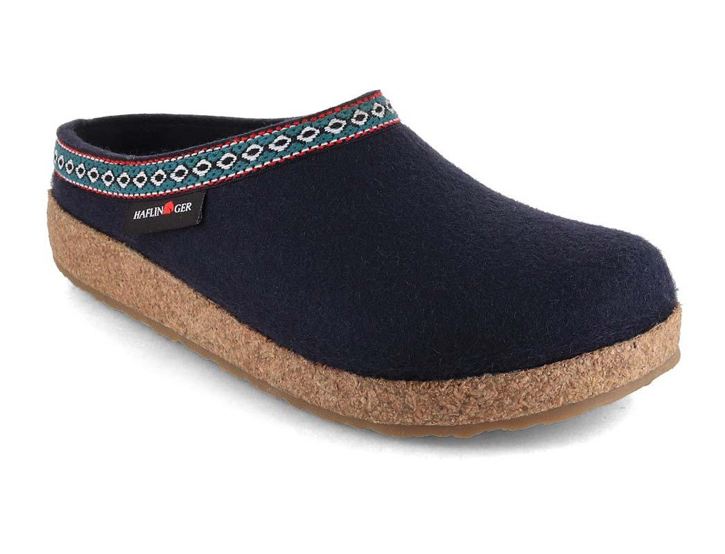 Haflinger Pantofole in feltro Grizzly Franzl, blu medio