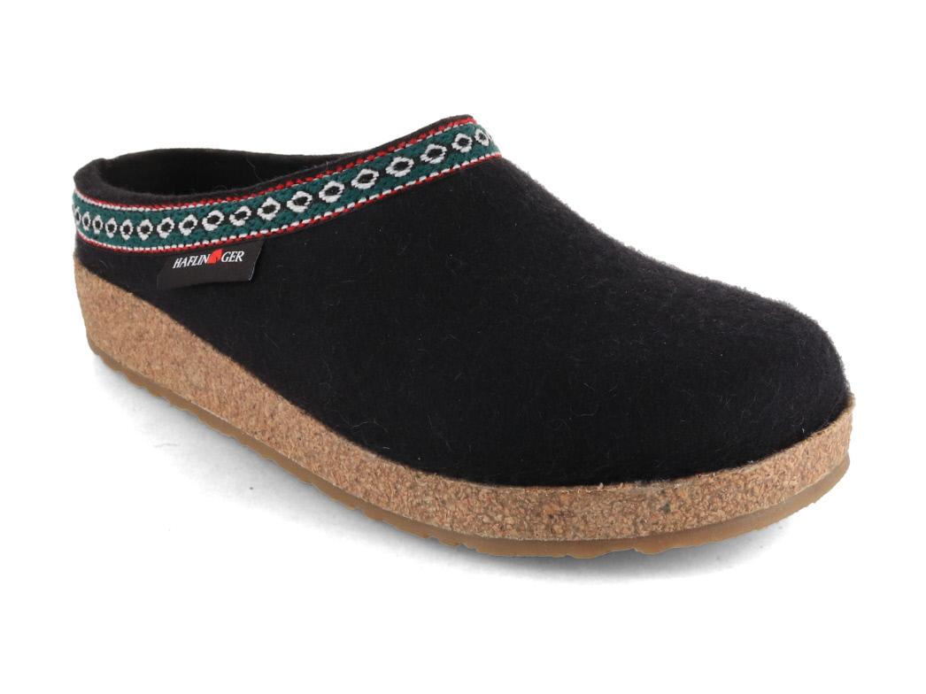 Haflinger Pantofole in feltro Grizzly Franzl, nero