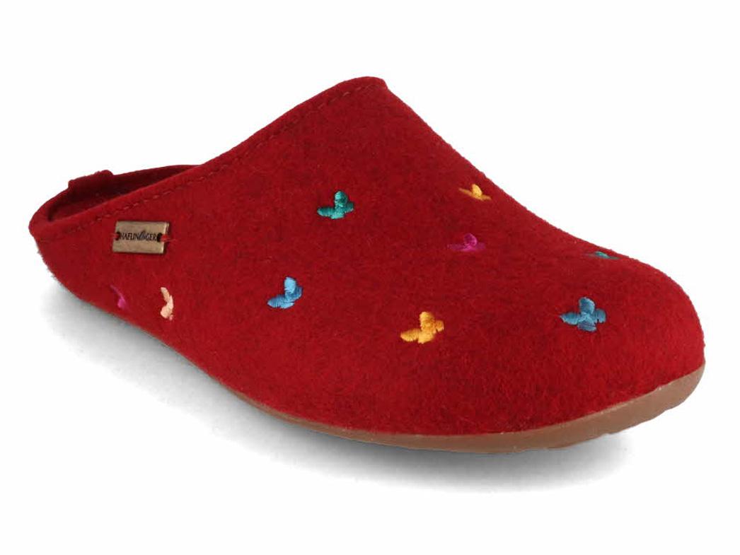 Haflinger Pantofole in feltro da donna Everest Farfalline, paprika