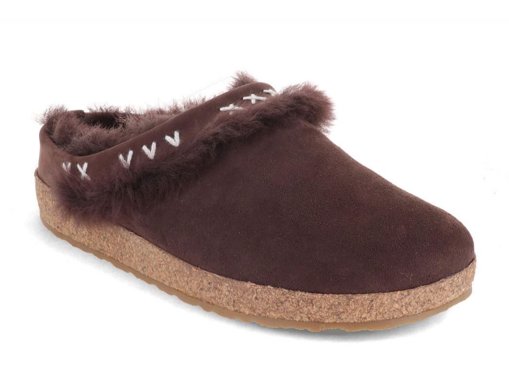 Haflinger Zoccoli in pelliccia di pecora Shetland, marrone scuro