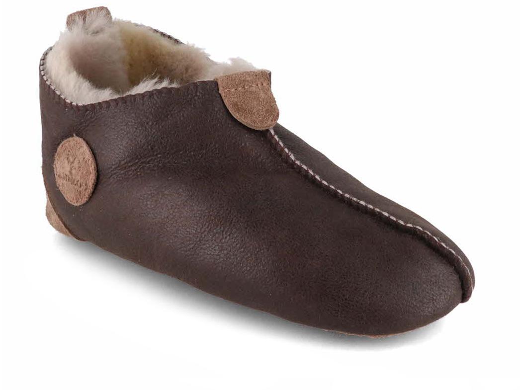 Lammbock Pantofole in pelle di agnello Texel, marrone scuro