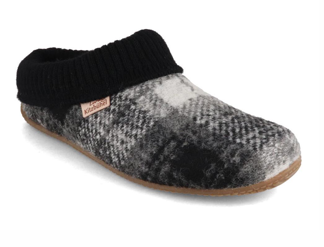 Living Kitzb�hel Pantofole da donna con polsini a maglia, Nero Grigio