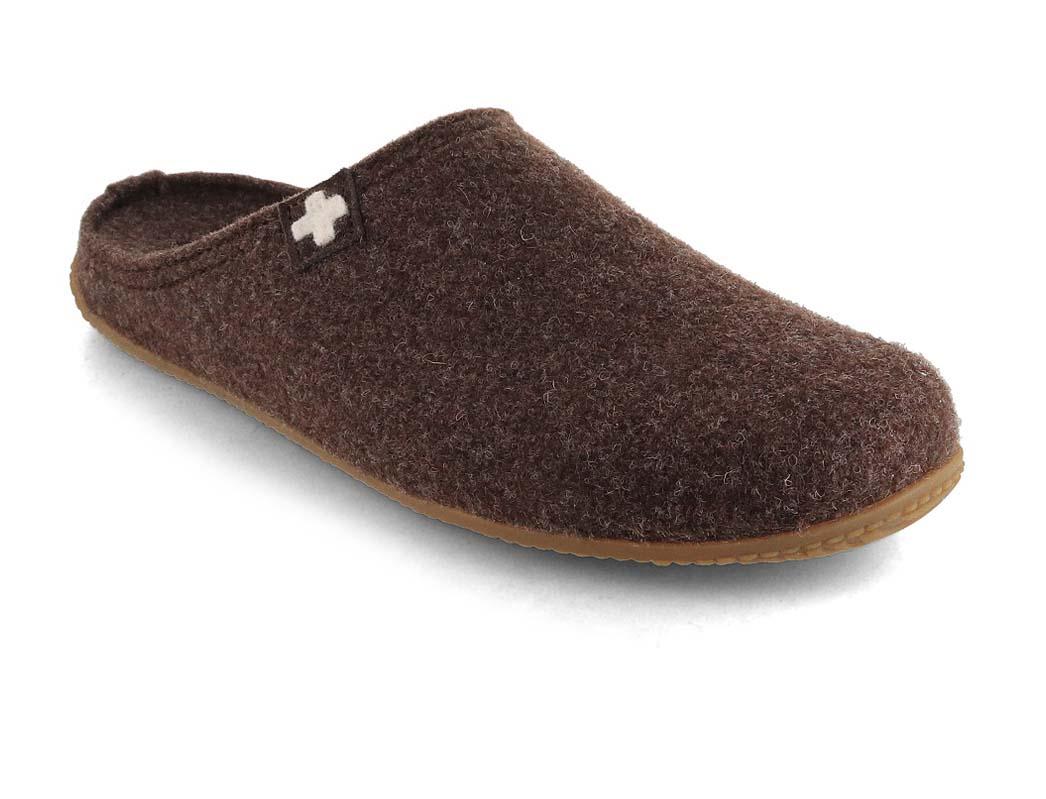 Living Kitzb�hel Pantofole in feltro Croce svizzera, dark oak