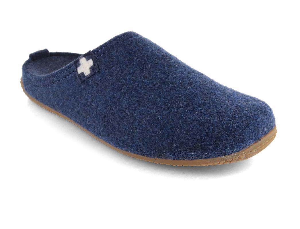 Living Kitzb�hel Pantofole in feltro Croce svizzera, midnight navy