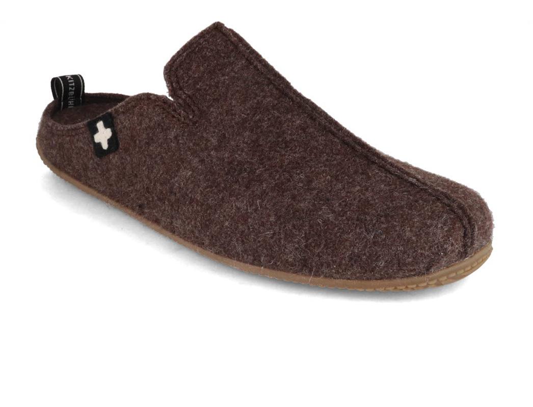 Living Kitzb�hel Pantofole in feltro da uomo Croce svizzera, dark oak