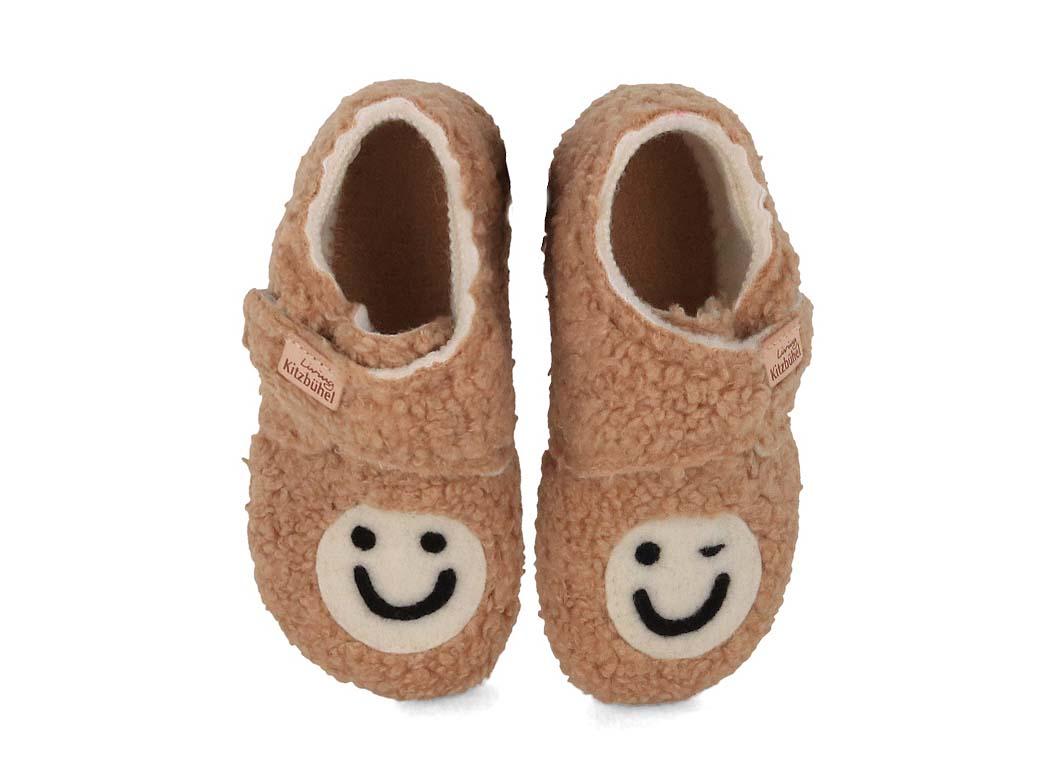 Living Kitzb�hel scarpe da bambino con velcro Smiley teddy fur, cammello