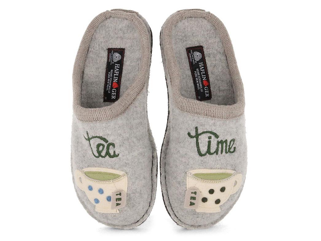Pantofole HAFLINGER Flair Tea Time, color pietra
