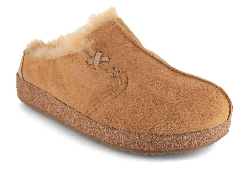 Pantofole HAFLINGER in pelle di agnello Saskatchewan, beige eco
