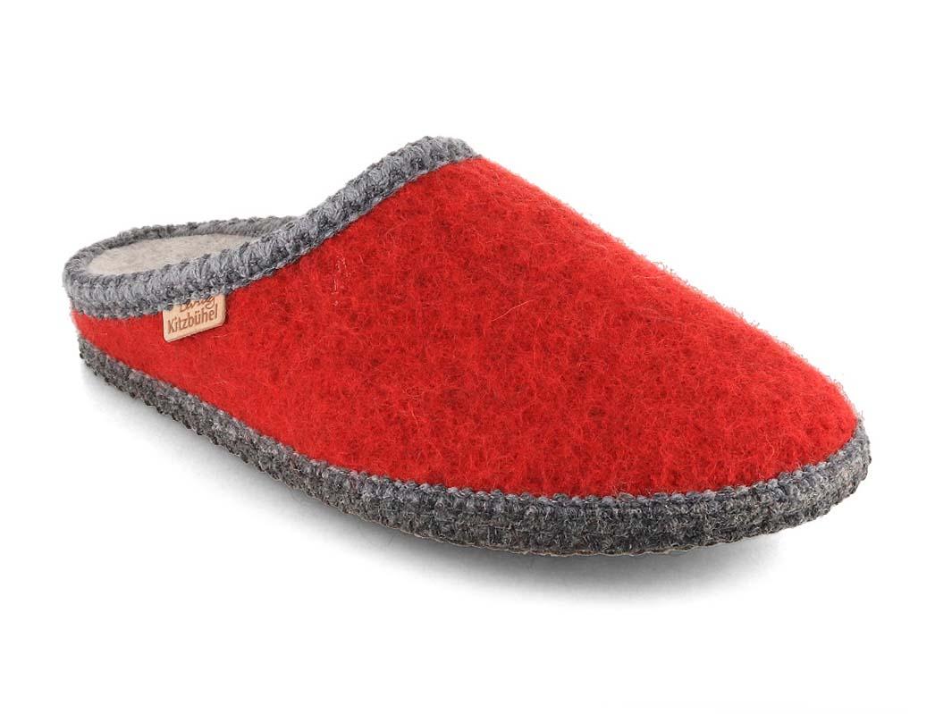 Pantofole Living Kitzb�hel da donna in tinta unita con decorazione all'uncinetto, rosso