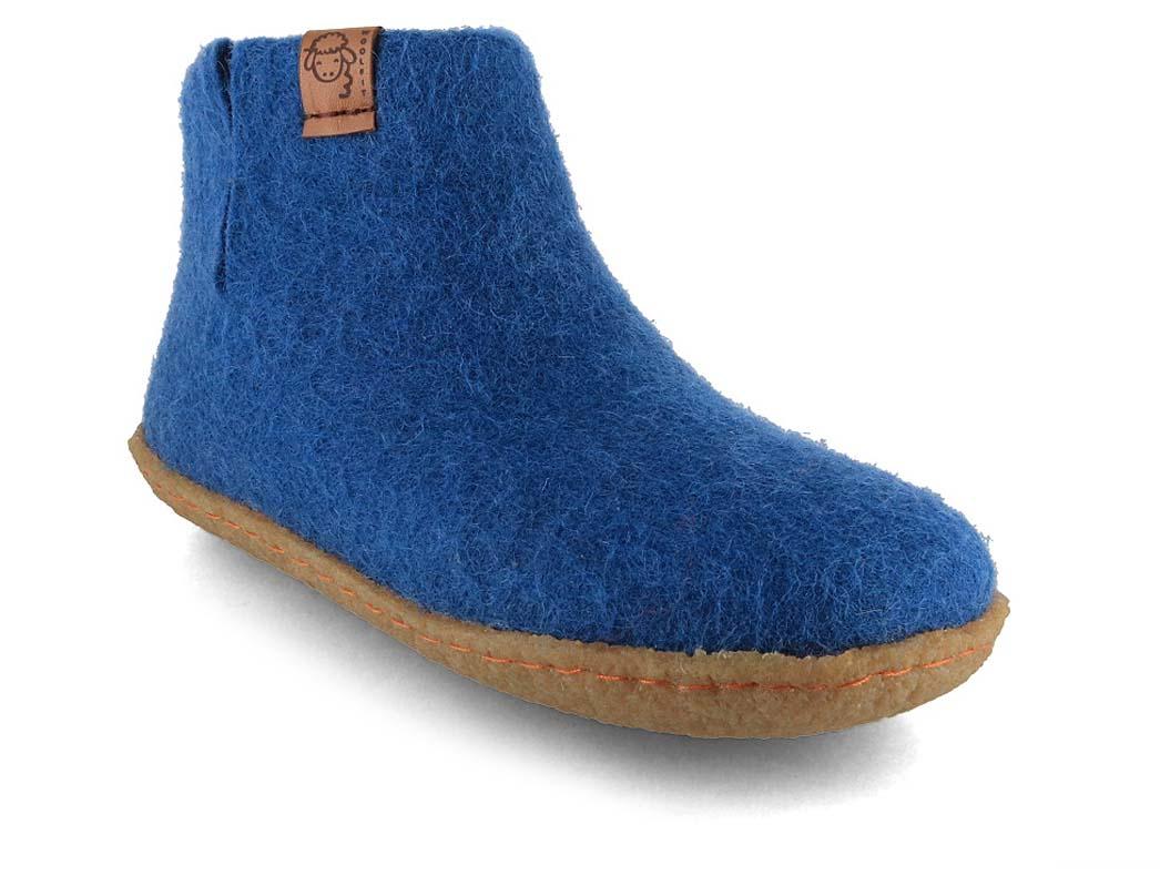 Pantofole WoolFit� Yeti Kids per bambini con suola in gomma, blu