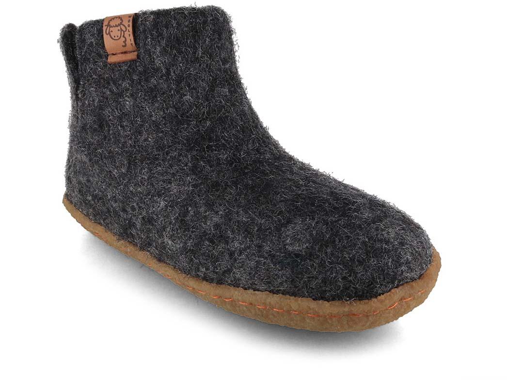 Pantofole WoolFit� Yeti Kids per bambini con suola in gomma, grafite