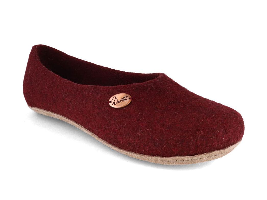 Pantofole ballerine WoolFit� foderate a mano, ciliegio scuro