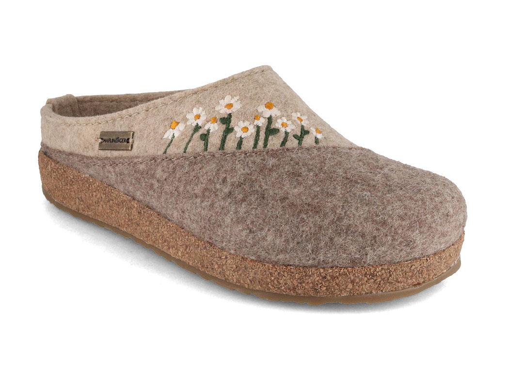 Pantofole da casa in feltro HAFLINGER Grizzly Daisy da donna, beige screziato