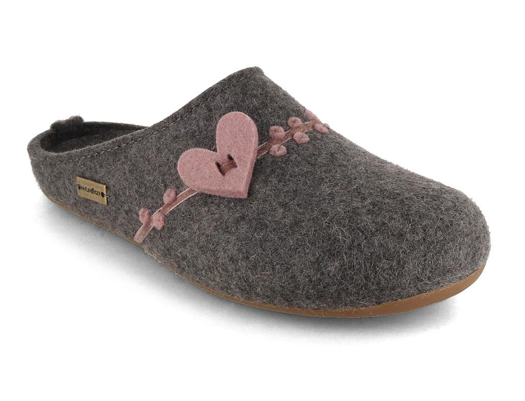Pantofole da donna HAFLINGER in feltro Everest Coeur, antracite