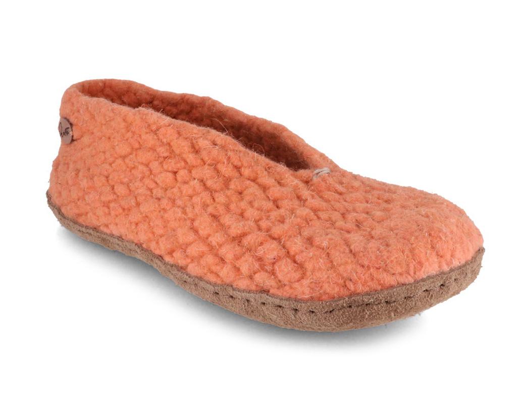 Pantofole da donna tessute a mano WoolFit� Woolies, aprico