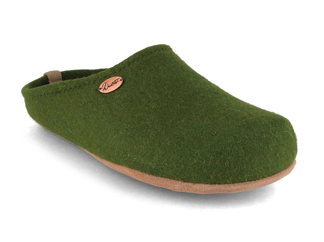 Pantofole in feltro WoolFit� Barefoot con ampio spazio per le dita, verde