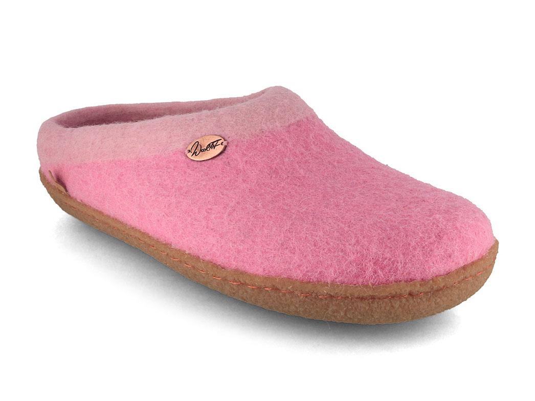 Pantofole in feltro WoolFit� Sherpa con plantare e suola in gomma naturale, rosa