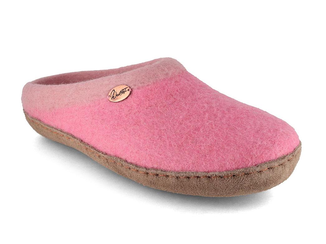Pantofole in feltro WoolFit� con plantare e suola in pelle Sherpa, rosa