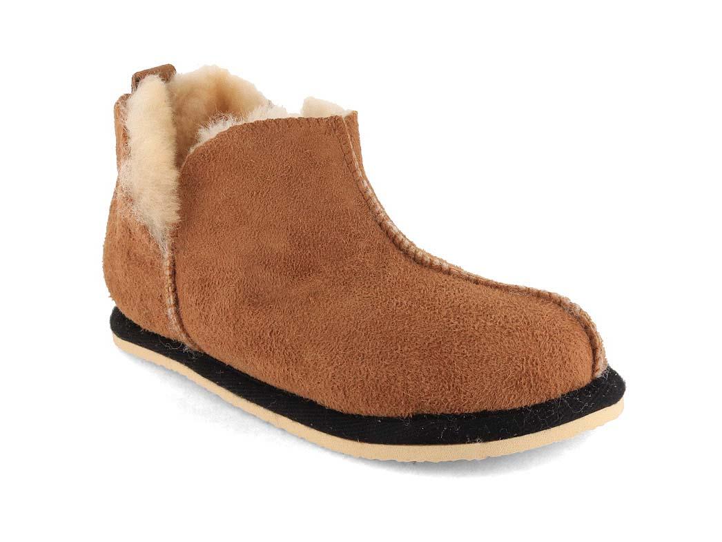 Pantofole per bambini Lammbock� in pelle di agnello shearling, marrone cognac