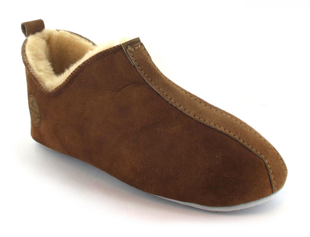 SHEPHERD� Pantofole in montone per donna Lina, antico/cognac