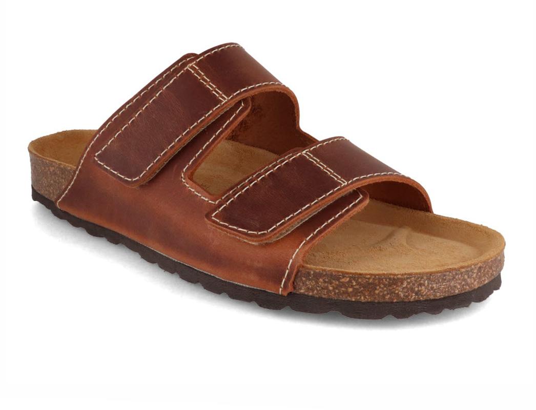 Sandalo con velcro Tuffeln in pelle da uomo 