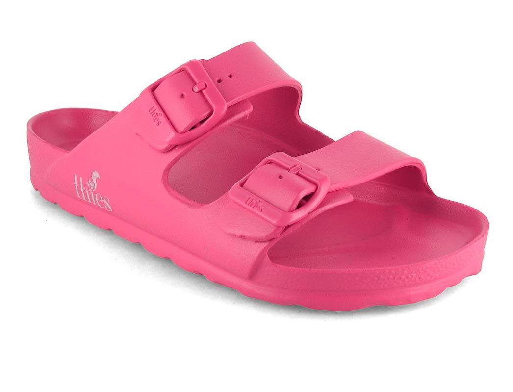 Sandalo da bagno vegano Thies per donna Ecofoam, rosa orchidea