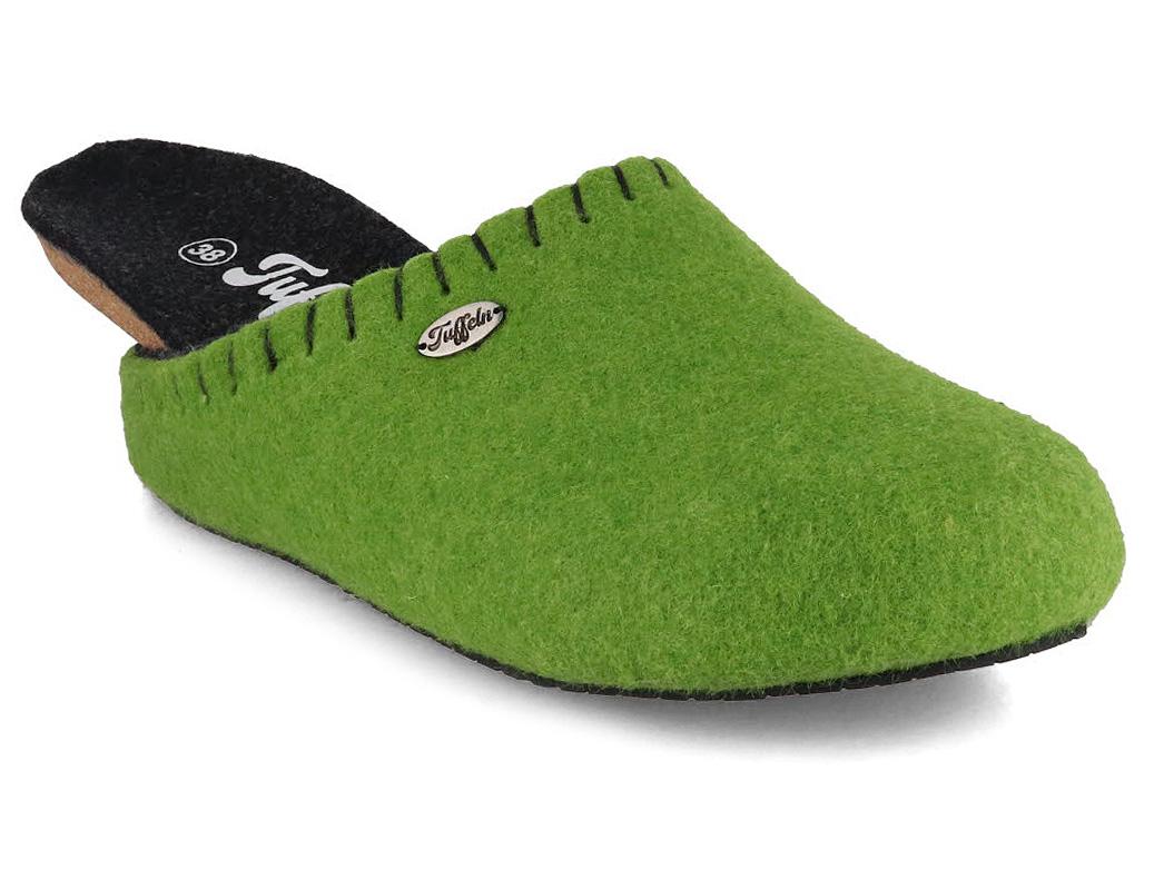 Tuffeln� Pantofole in feltro con sottopiede in sughero �Pausa�, Verde