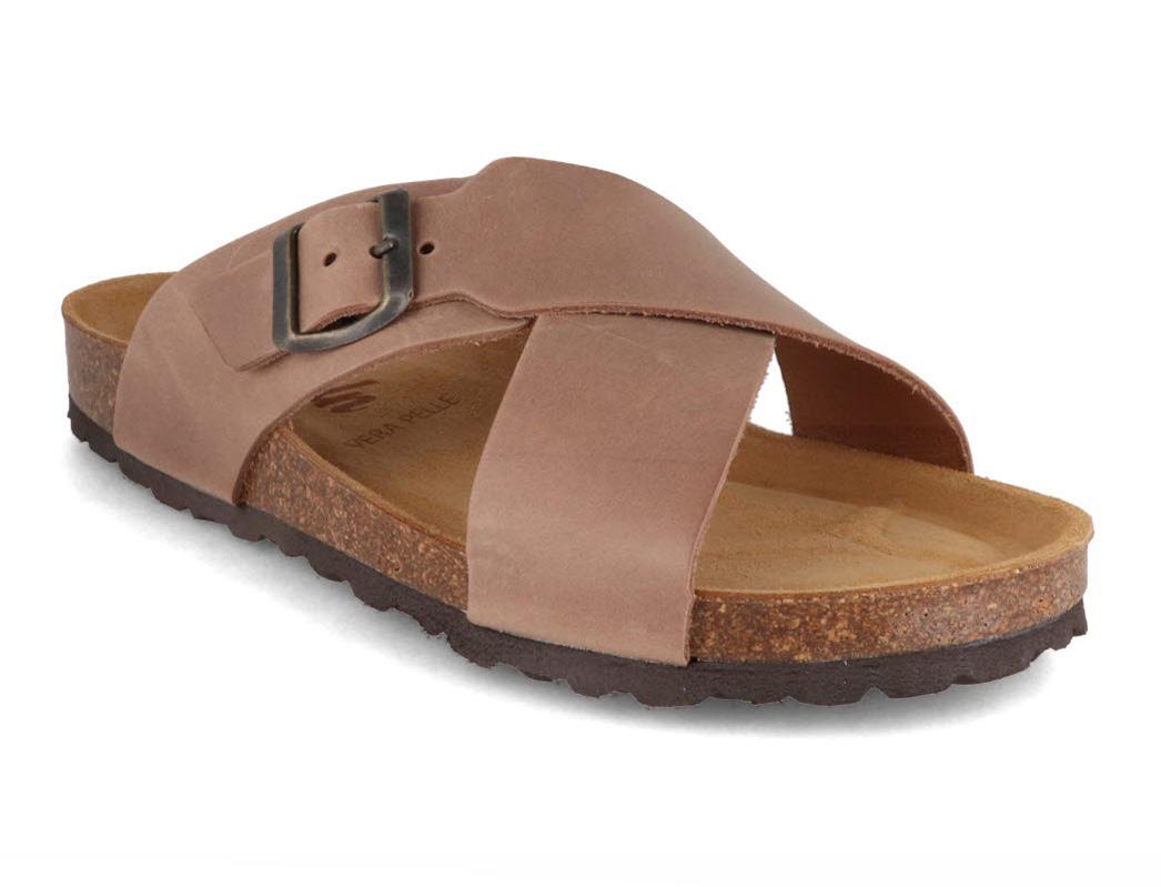 Tuffeln� Sandali anatomici in sughero e pelle �Sylt� Sandalo incrociato, beige