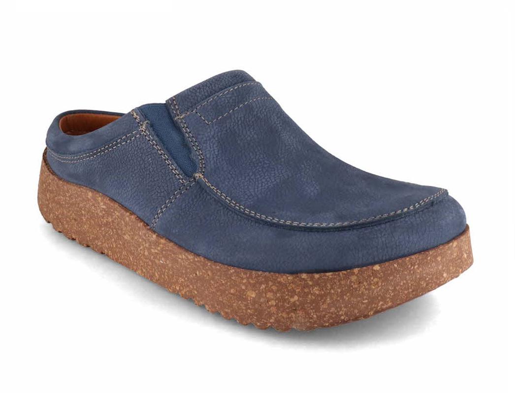Tuffeln� Zoccoli in pelle con solette morbide �Comode�, Blu