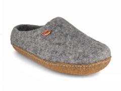 Pantofole WoolFit Footprint grigio con suola in gomma