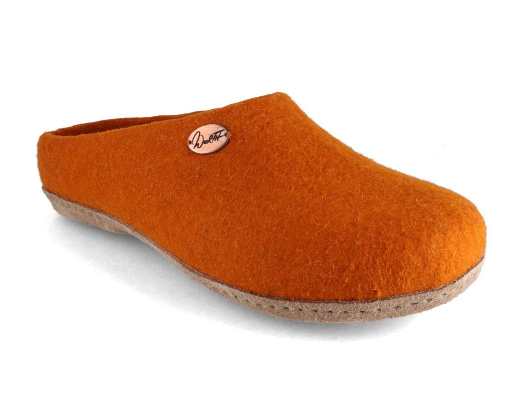 WoolFit� Pantofole Classic fatte a mano in feltro, arancioni