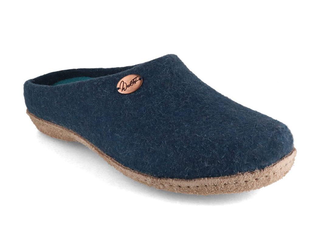 WoolFit� Pantofole Classic fatte a mano in feltro, blu