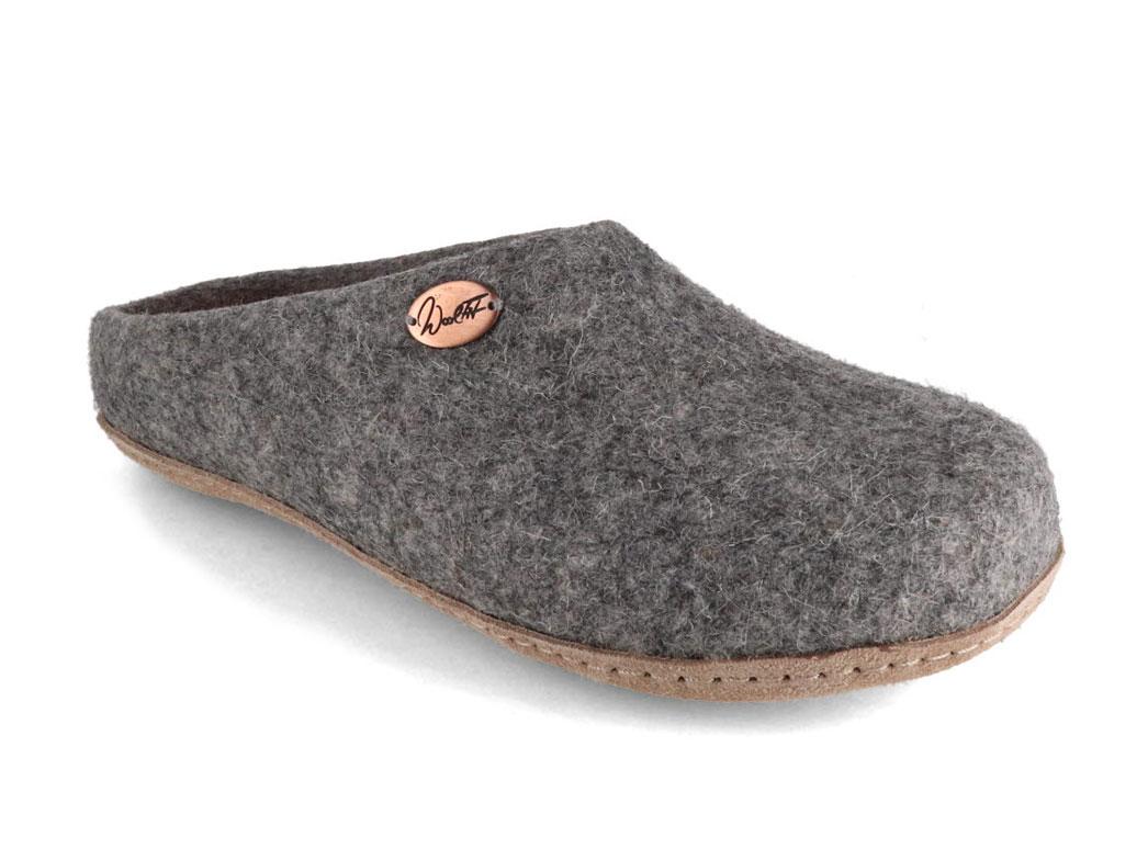 WoolFit� Pantofole Classic fatte a mano in feltro, grigio chiaro