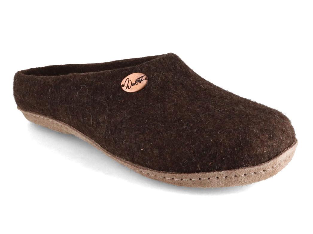 WoolFit� Pantofole Classic fatte a mano in feltro, marrone