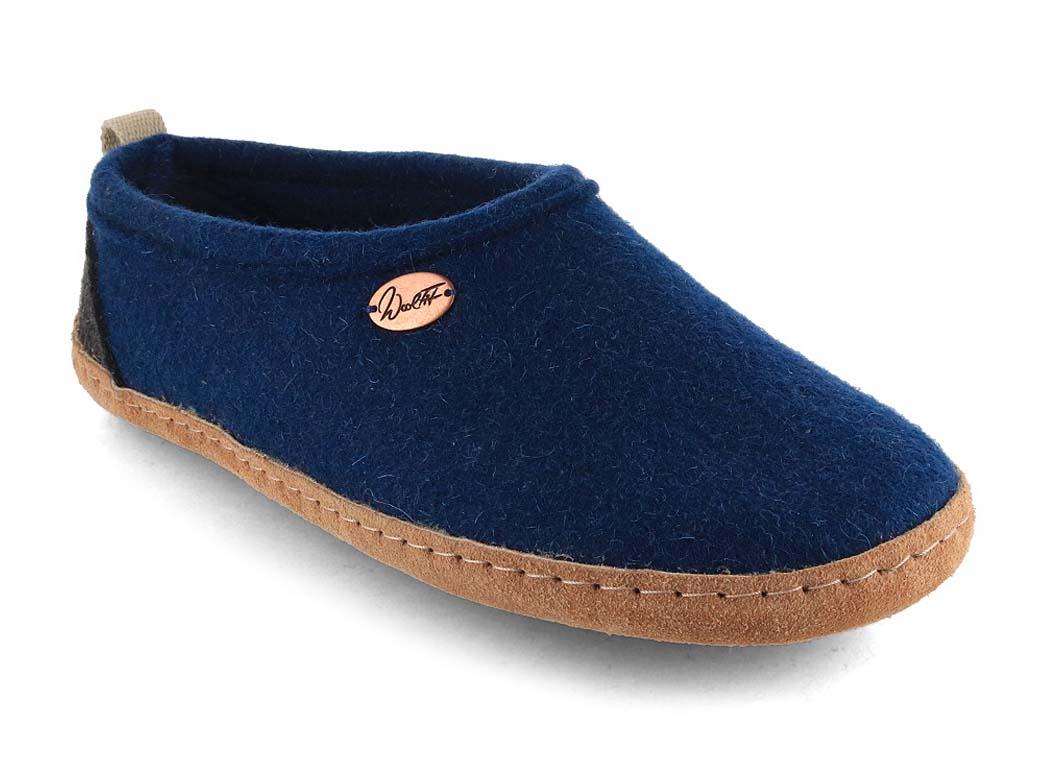 WoolFit� Pantofole alte in feltro Highland, blu.