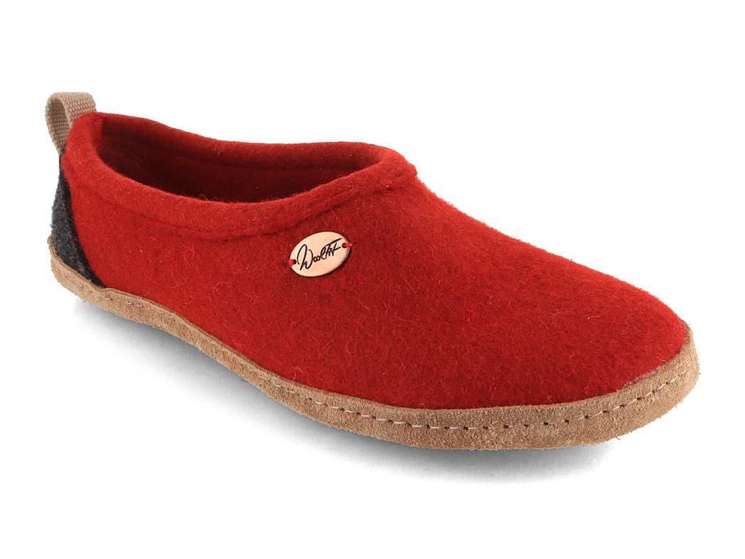 WoolFit� Pantofole alte in feltro Highland, rosse