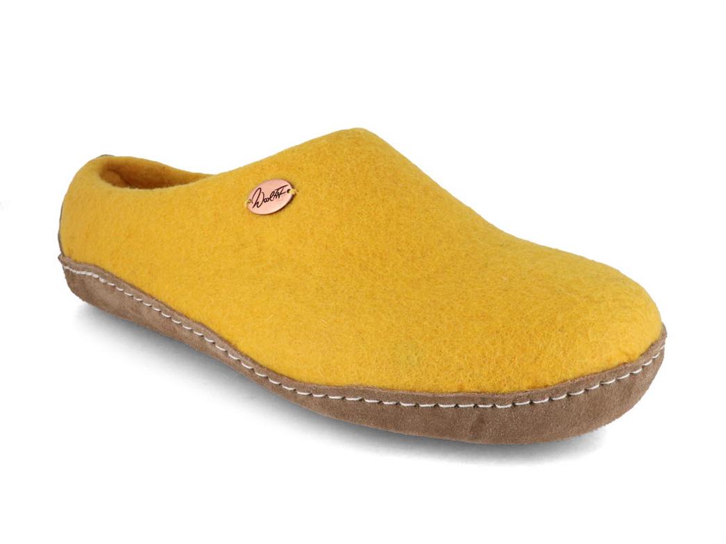 WoolFit� Pantofole in feltro Footprint, Giallo