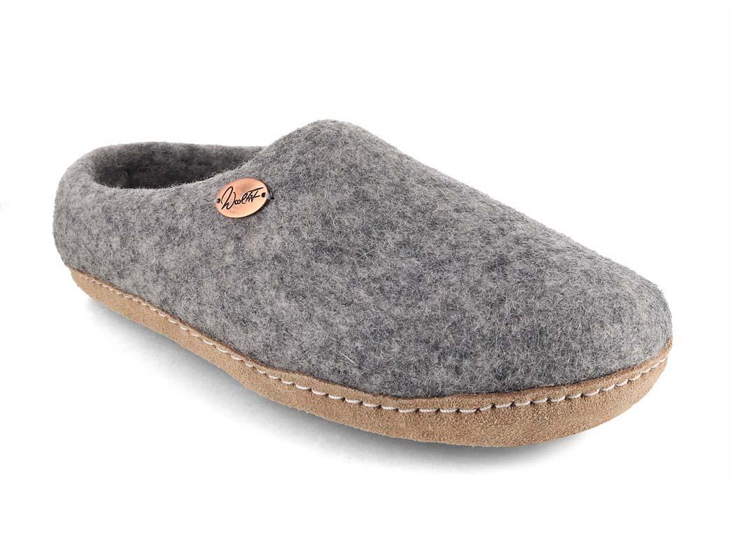 WoolFit� Pantofole in feltro Footprint, Grigio Pietra