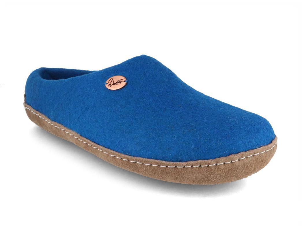 WoolFit� Pantofole in feltro con sottopiede Footprint, Blu