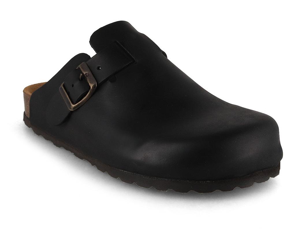 Zoccoli Tuffeln da uomo in pelle "Helgoland" nero